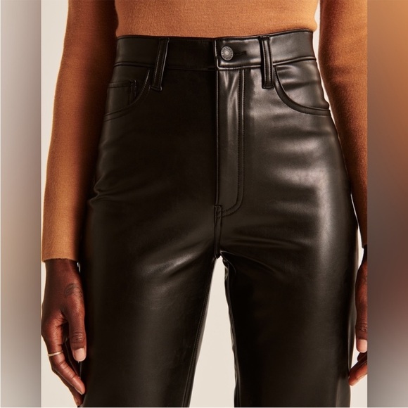 Abercrombie & Fitch The Ankle Straight Ultra High Rise faux leather pants 29 NEW - Picture 2 of 8